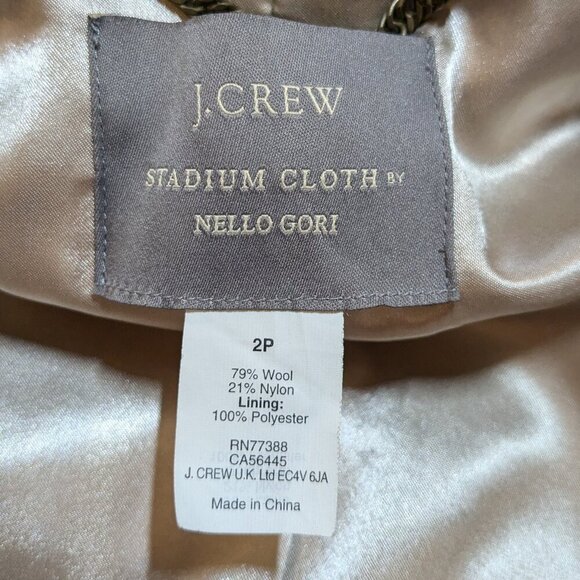 Jcrew Wool Coat Long Peacoat Hood Blue Navy Italian Stadium Cloth Nello Gori 2P - Picture 4 of 8